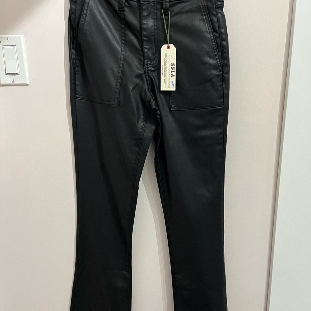 Sanctuary Black Faux Leather Boot Cut Pants